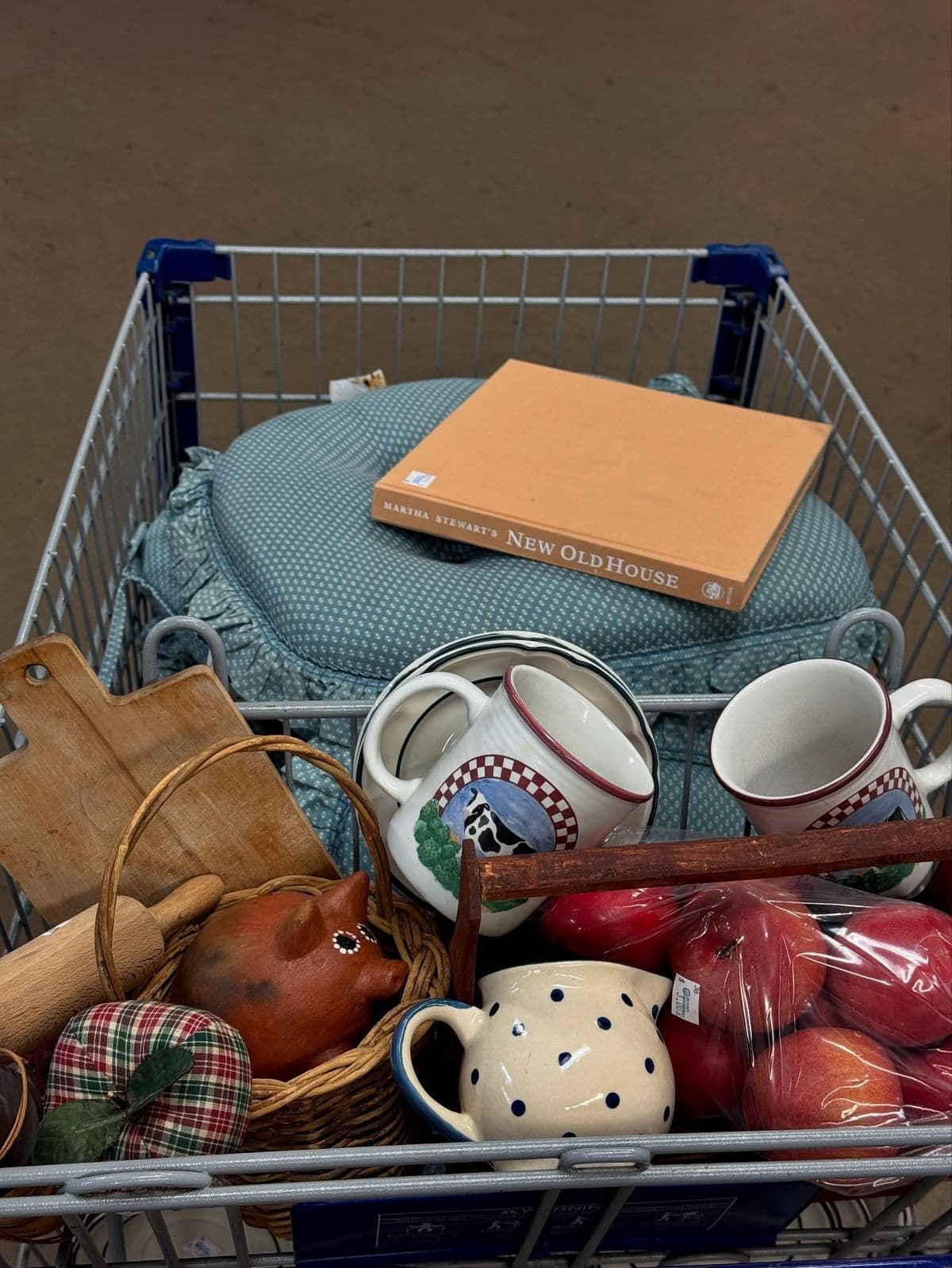vintage grocery cart at a thriftstore