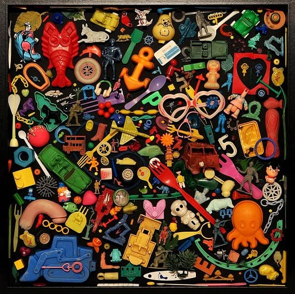 vintage toy lot neatly placed